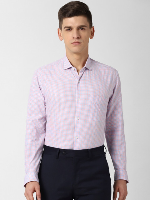 

Peter England Men Pink & Blue Slim Fit Checked Formal Shirt