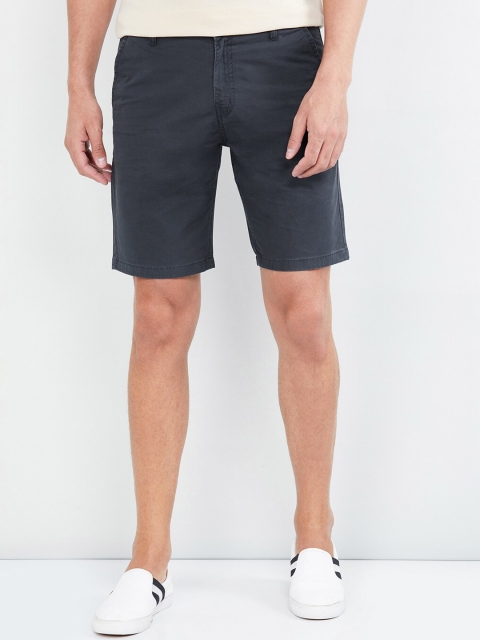 

max Men Blue Solid Regular Fit Regular Shorts