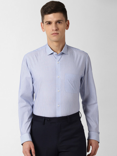 

Peter England Men Blue Regular Fit Striped Formal Shirt