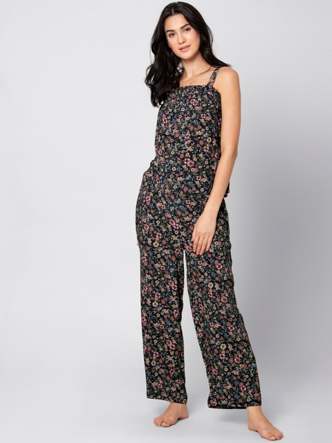 

FabAlley Women Blue & Pink Printed Night suit