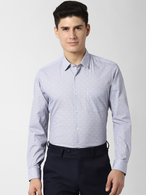 

Peter England Men White & Blue Slim Fit Printed Formal Shirt