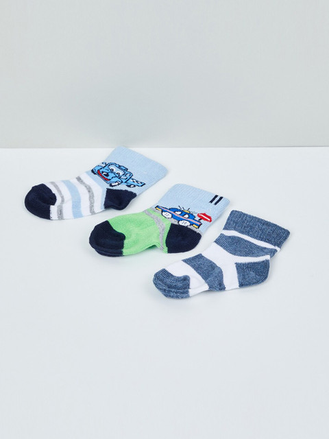 

max Boys Pack Of 3 Patterned Above-Ankle Socks, Blue