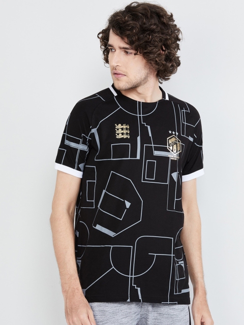 max Men Black Printed Round Neck T-shirt
