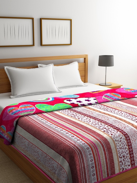 

KLOTTHE Pink & Brown Abstract Mild Winter 800 GSM Double Bed Blanket