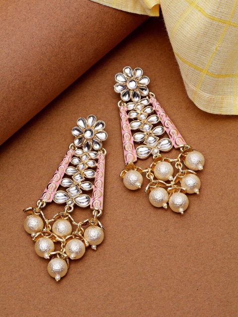 

Melani Borsa Pink & Gold-Toned Classic Drop Earrings