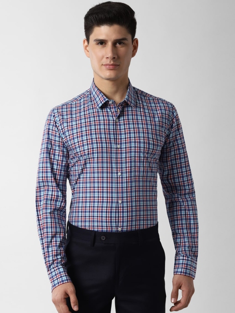 

Peter England Men Blue & Red Checked Formal Shirt