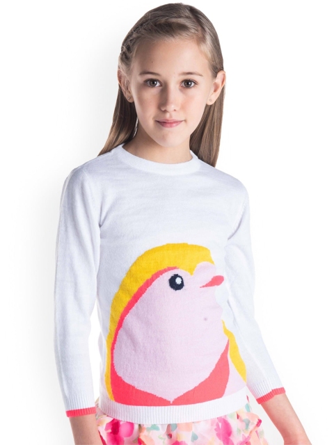 

Cherry Crumble Girls White Printed Pullover Sweater