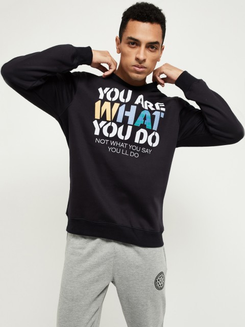 

max Men Navy Blue Printed Sweatshirt