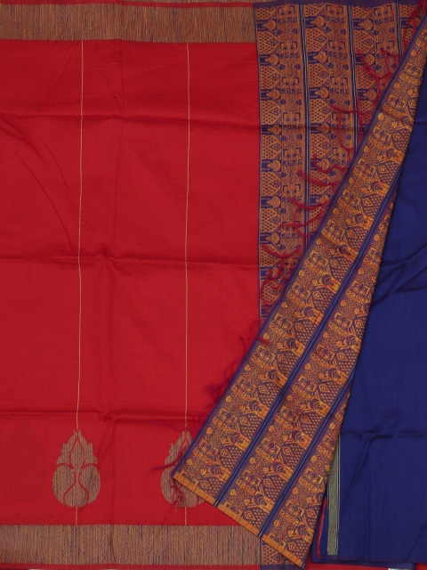 

Pothys Red & Blue Jute Silk Woven Design Saree