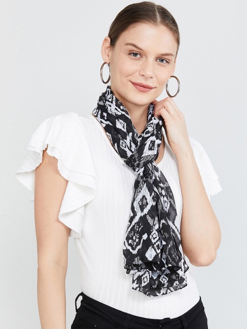 

max Women Black & White Printed Scarf