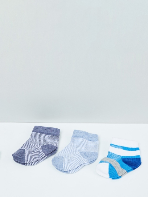 

max Boys Pack of 3 Striped Ankle-Length Socks, Blue