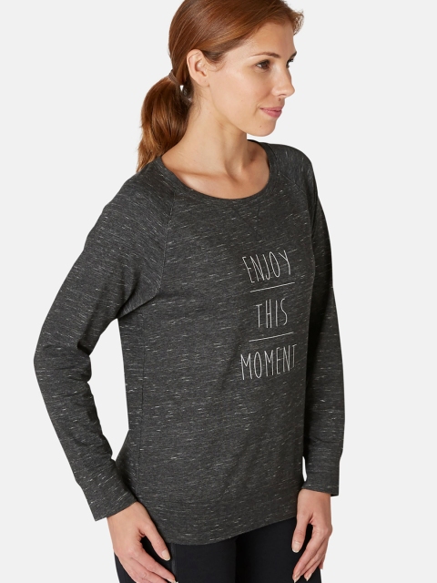 

NYAMBA By Decathlon Women Grey Printed Round Neck T-shirt