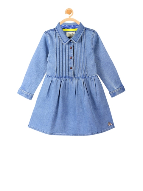

Cherry Crumble Girls Blue Solid Fit and Flare Dress