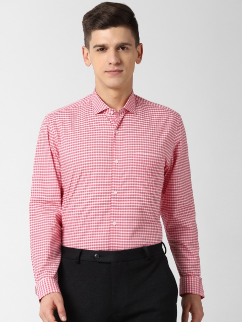 

Peter England Men Red & White Slim Fit Checked Formal Shirt