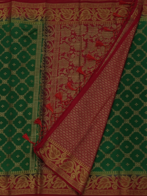 

Pothys Green & Red Jute Silk Woven Design Saree