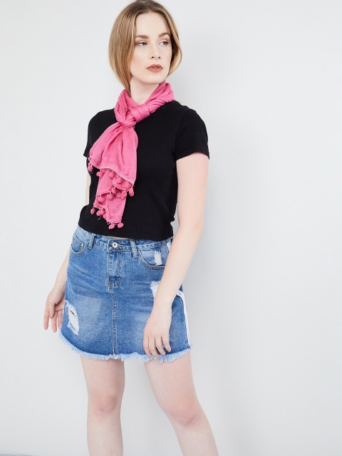 

max Women Pink Solid Scarf