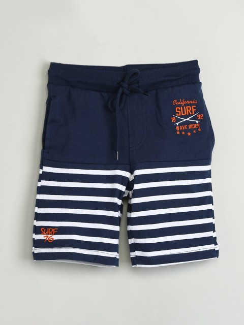 

max Boys Navy Blue Striped Regular Fit Regular Shorts