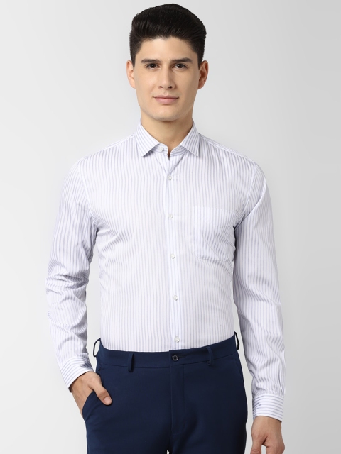 

Peter England Men White & Blue Slim Fit Striped Formal Shirt