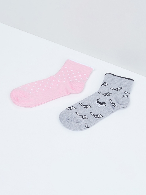 

max Girls Pack of 2 Assorted Patterned Ankle-Length Socks