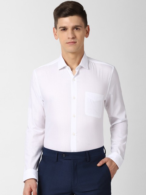 

Peter England Men White Slim Fit Solid Formal Shirt