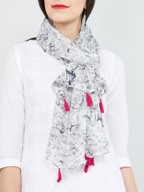 

max Women Off-White Printed Scarf