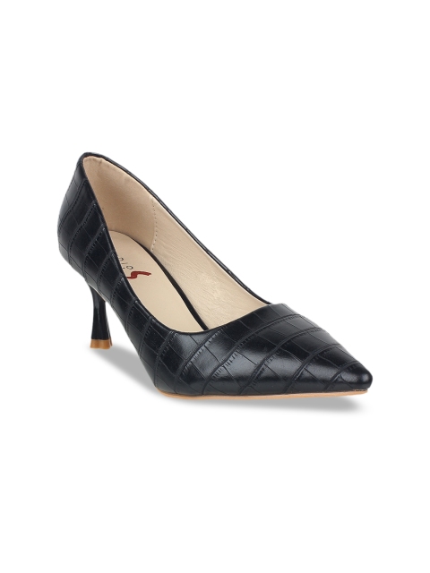 

STEPpings Women Black Textured Kitten Heels