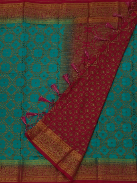 

Pothys Green & Maroon Jute Silk Woven Design Saree