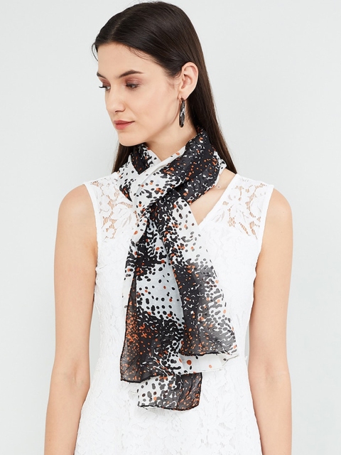 

max Women Black & White Printed Scarf