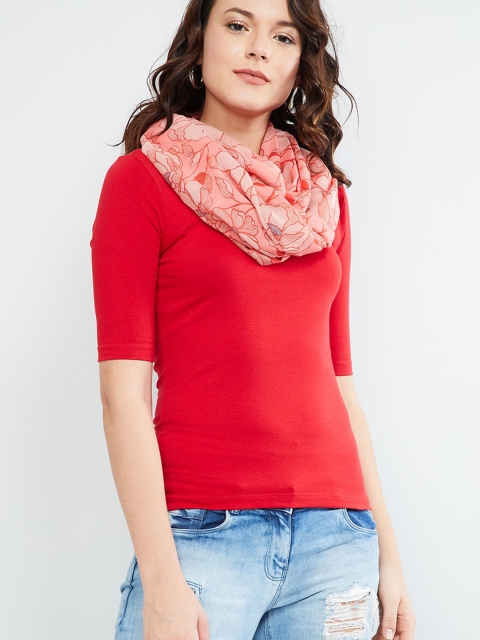 

max Women Peach-Coloured Printed Scarf