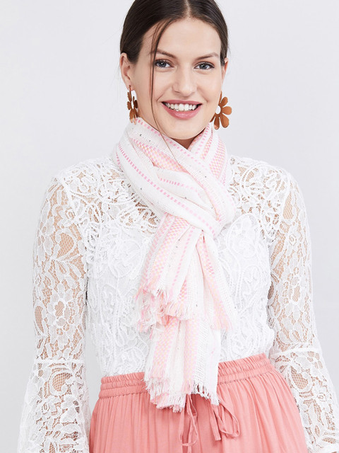 

max Women Pink & White Striped Scarf