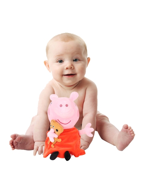 

Peppa Pig Kids Pink & Orange Peppa Pig with Bear Soft Plush Toy