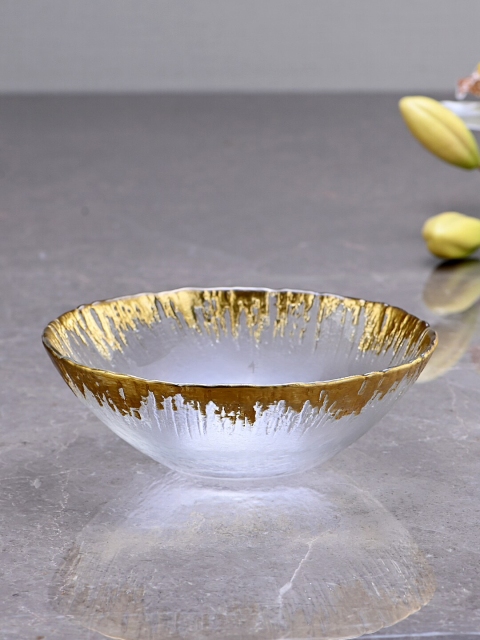 

Pure Home and Living Set Of 2 Gold-Toned & Transparent Glass Bowls