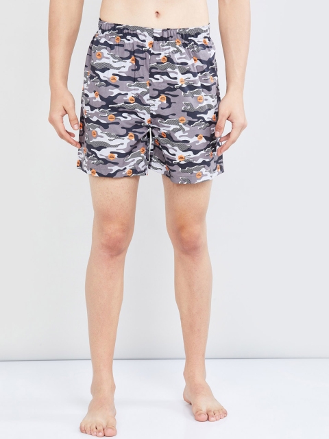 

max Men Grey & Navy Blue Printed Boxer NOOSAOPBXGRGREY