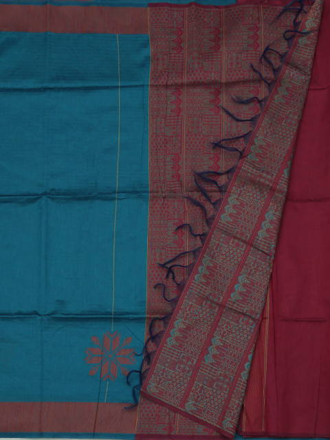 

Pothys Blue Woven Design Jute Silk Saree