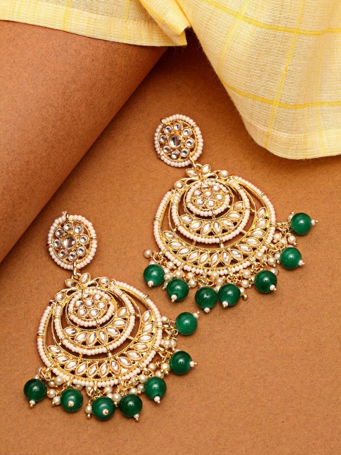 

Melani Borsa Green & Gold-Toned Circular Drop Earrings