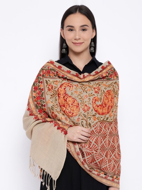 

Pashmoda Women Beige Aari Embroidered Stole