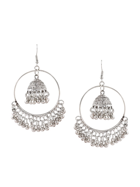 

ToniQ Silver Circular Drop Earrings