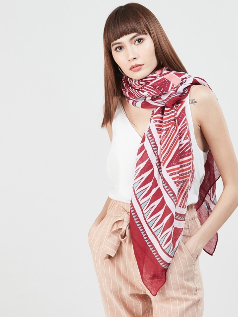 

max Women Off-White & Red Printed Scarf