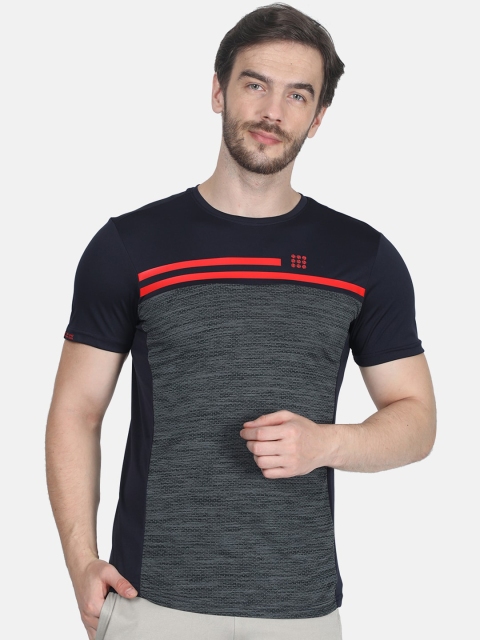 

rock.it Men Navy Blue Self Design Round Neck T-shirt