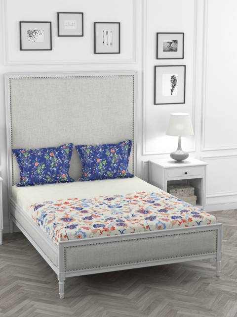 

Portico New York Multicoloured Floral 144 TC Cotton 1 King Bedsheet with 2 Pillow Covers, Multi