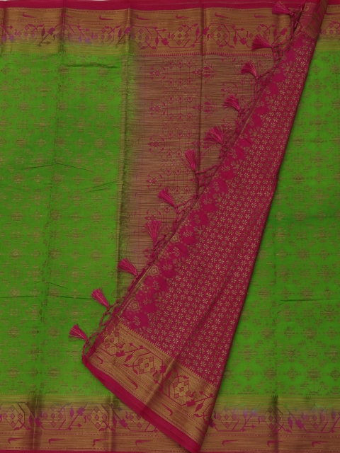 

Pothys Green & Pink Jute Silk Woven Design Saree