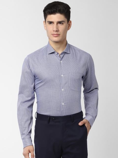 

Peter England Men Blue & White Slim Fit Self Design Formal Shirt