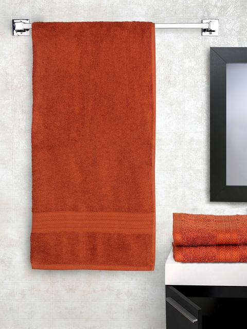 

BOMBAY DYEING Unisex Set Of 3 Brown Solid 450 GSM Towel Set