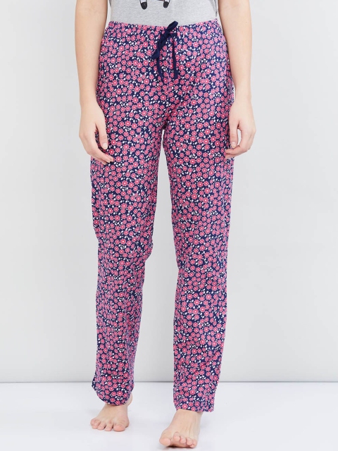 

max Women Pink & Navy Blue Printed Lounge Pant