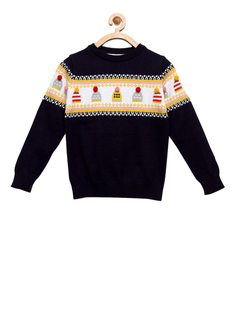 

Cherry Crumble Boys Blue Self Design Pullover Sweater
