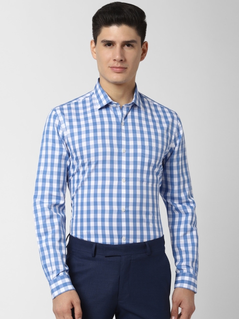 

Peter England Men White & Blue Regular Fit Checked Formal Shirt