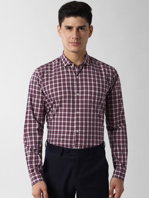 

Peter England Men Red & White Regular Fit Checked Formal Shirt