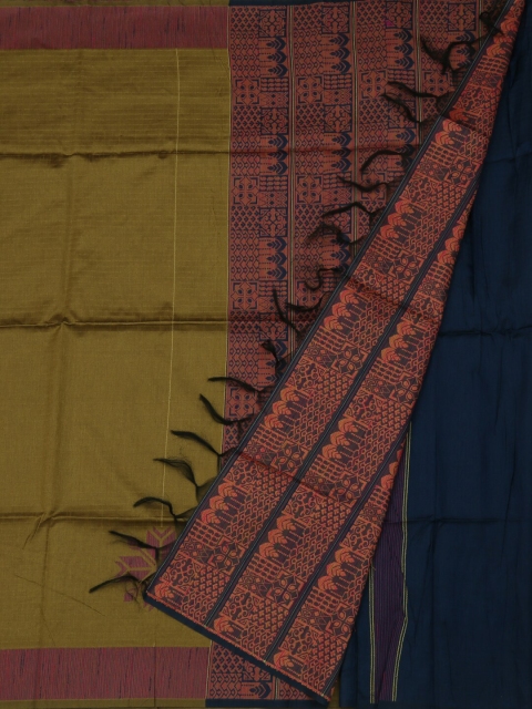 

Pothys Gold-Toned & Blue Jute Silk Printed Saree