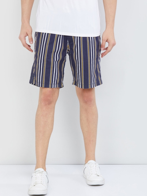 

max Men Blue Striped Regular Fit Regular Shorts