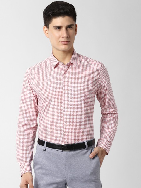 

Peter England Men White & Red Slim Fit Printed Formal Shirt